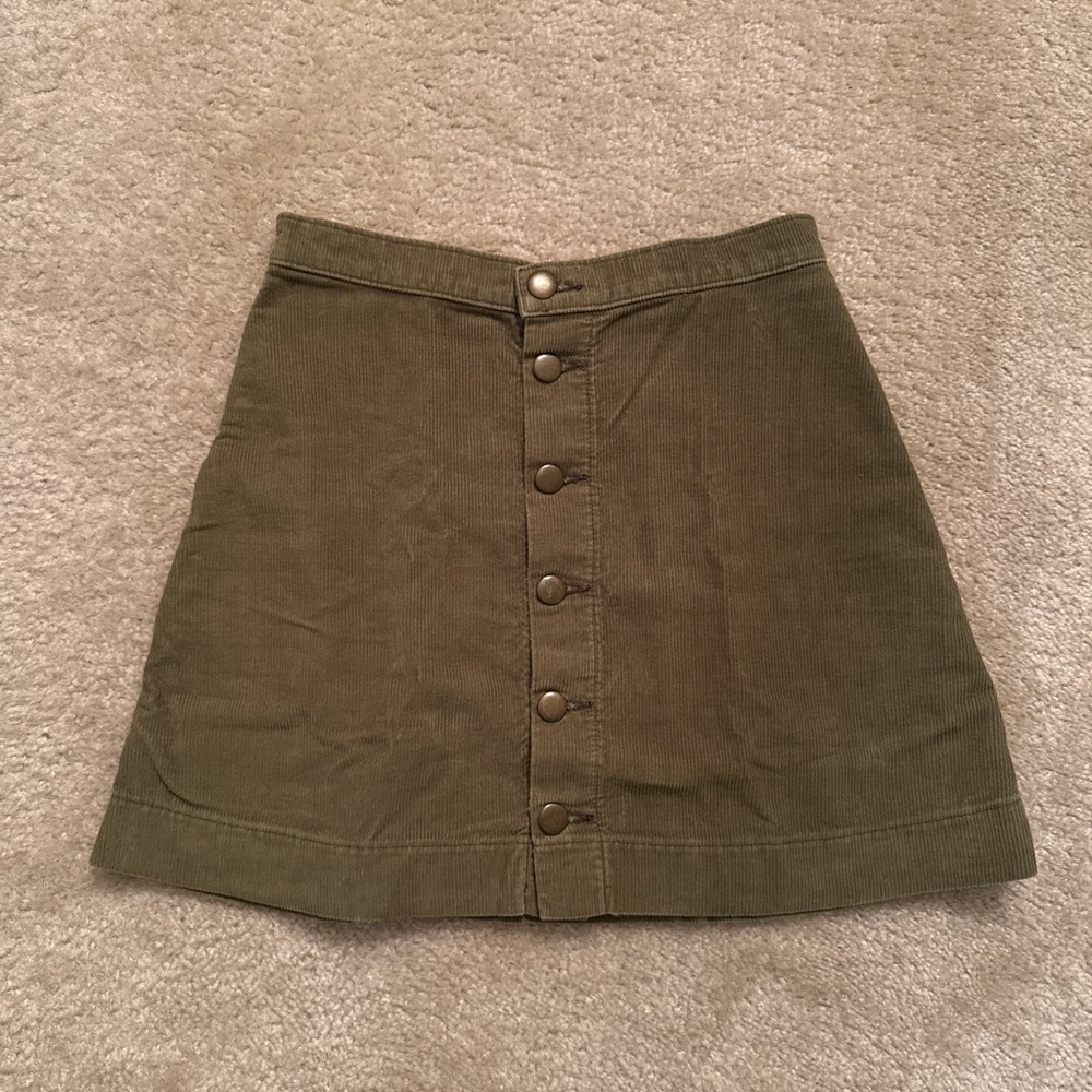 American Apparel Khaki Button-Front Mini Skirt